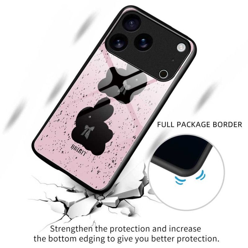 Cover iPhone 17 Pro Max Telefon Etui Hærdet Glas Lyserød Og Sort