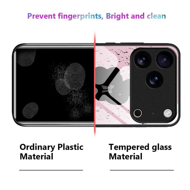 Cover iPhone 17 Pro Max Telefon Etui Hærdet Glas Lyserød Og Sort