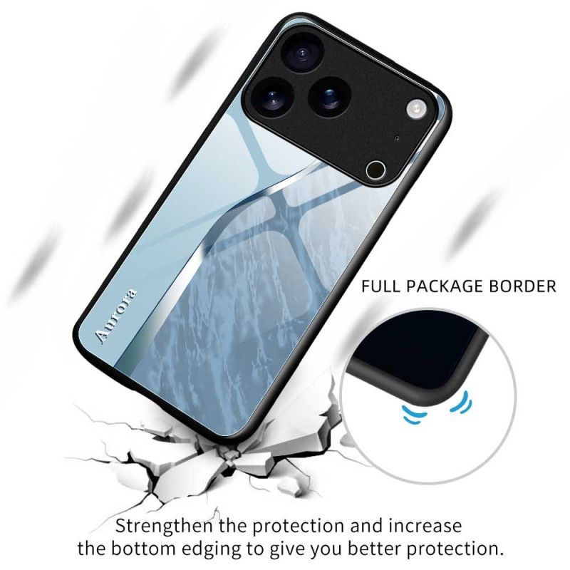 Cover Til iPhone 17 Pro Max Hærdet Glas Med Lyseblåt Design