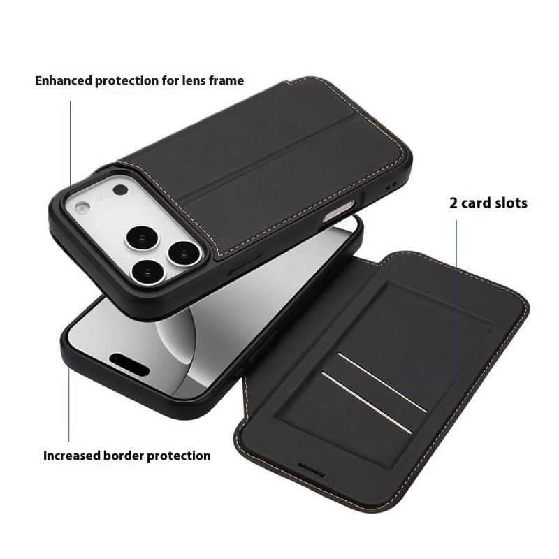 Flip Cover iPhone 17 Pro Max Magnetisk Lukning Og Kortholder