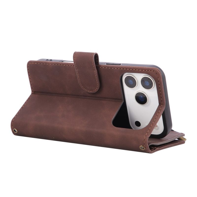 Flip Cover Til iPhone 17 Pro Max Pung Med Ruskindseffekt