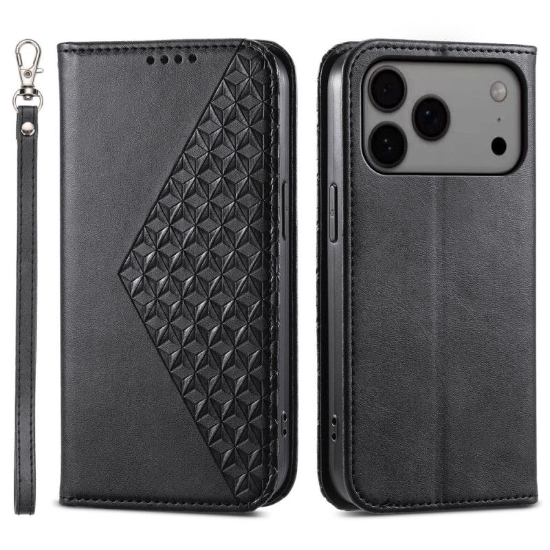 Læder Cover iPhone 17 Pro Max Telefon Etui Diamantdesign