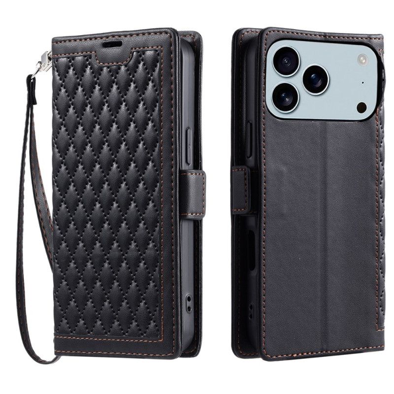 Læder Cover iPhone 17 Pro Max Telefon Etui Klassisk Quiltet