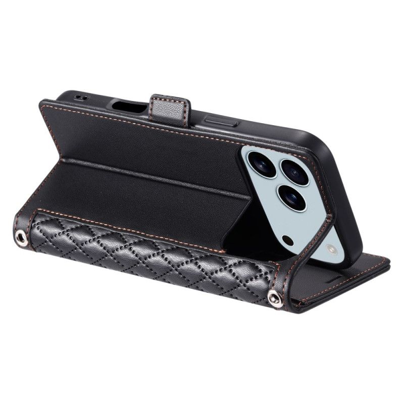 Læder Cover iPhone 17 Pro Max Telefon Etui Klassisk Quiltet