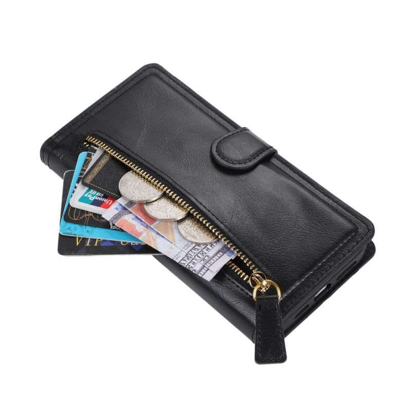 Læder Cover iPhone 17 Pro Max Telefon Etui Lomme Med Lynlås