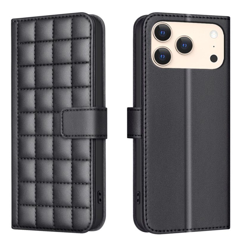 Læder Cover iPhone 17 Pro Max Telefon Etui Quiltet Binfen-farve