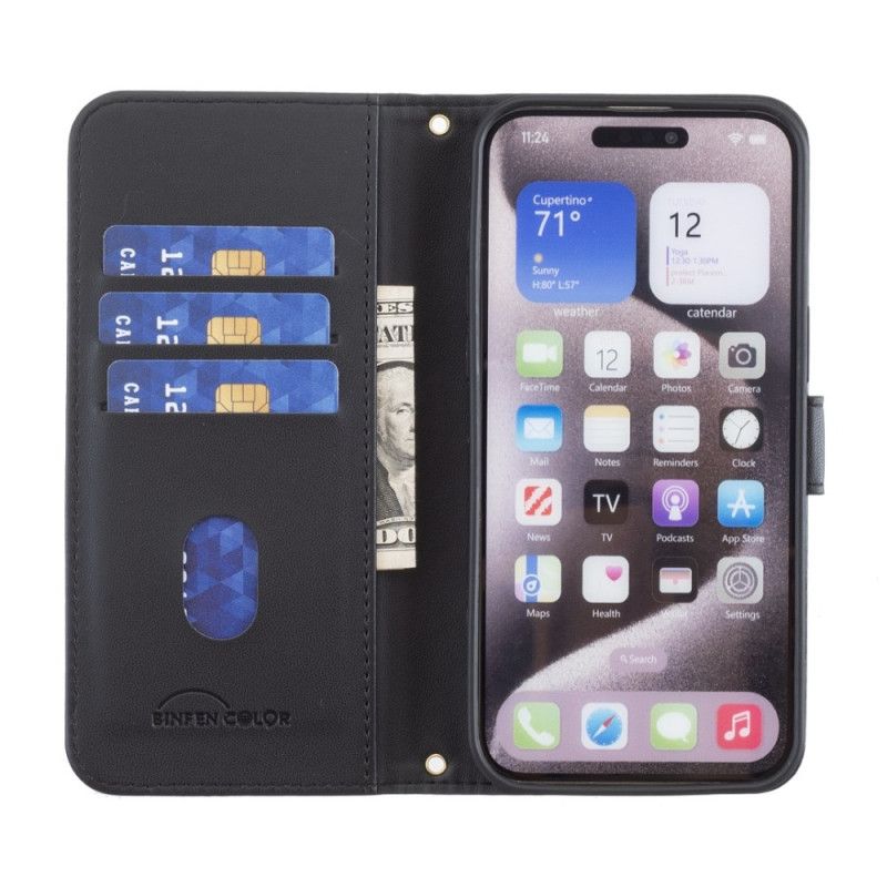 Læder Cover iPhone 17 Pro Max Telefon Etui Quiltet Binfen-farve