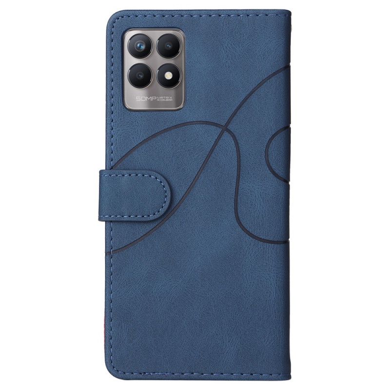 Flip Cover Realme 8i Signatur Tofarvet Imiteret Læder
