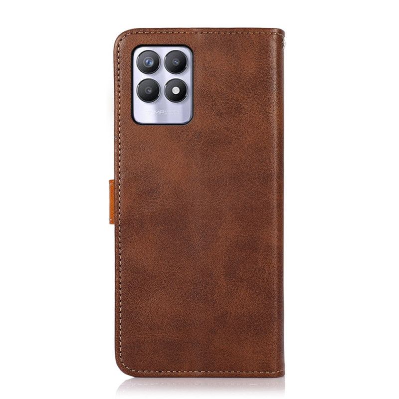 Flip Cover Realme 8i Tofarvet Gyldent Lås Khazneh