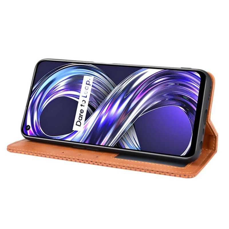Flip Cover Til Realme 8i Stiliseret Vintage Lædereffekt