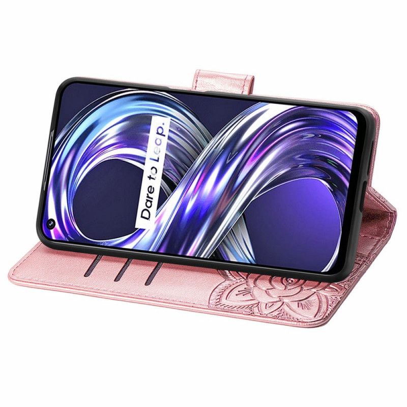 Læder Cover Realme 8i Halve Sommerfugle