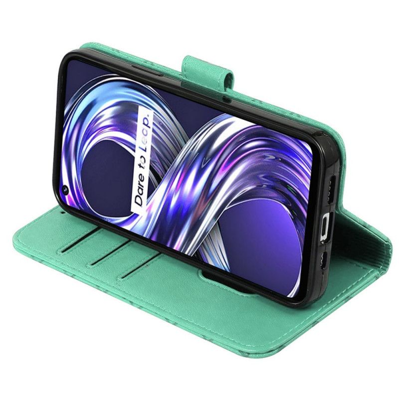 Læder Cover Realme 8i Telefon Etui Faux Læder Flisemønster