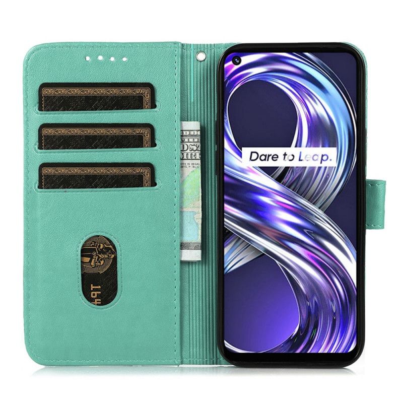 Læder Cover Realme 8i Telefon Etui Faux Læder Flisemønster