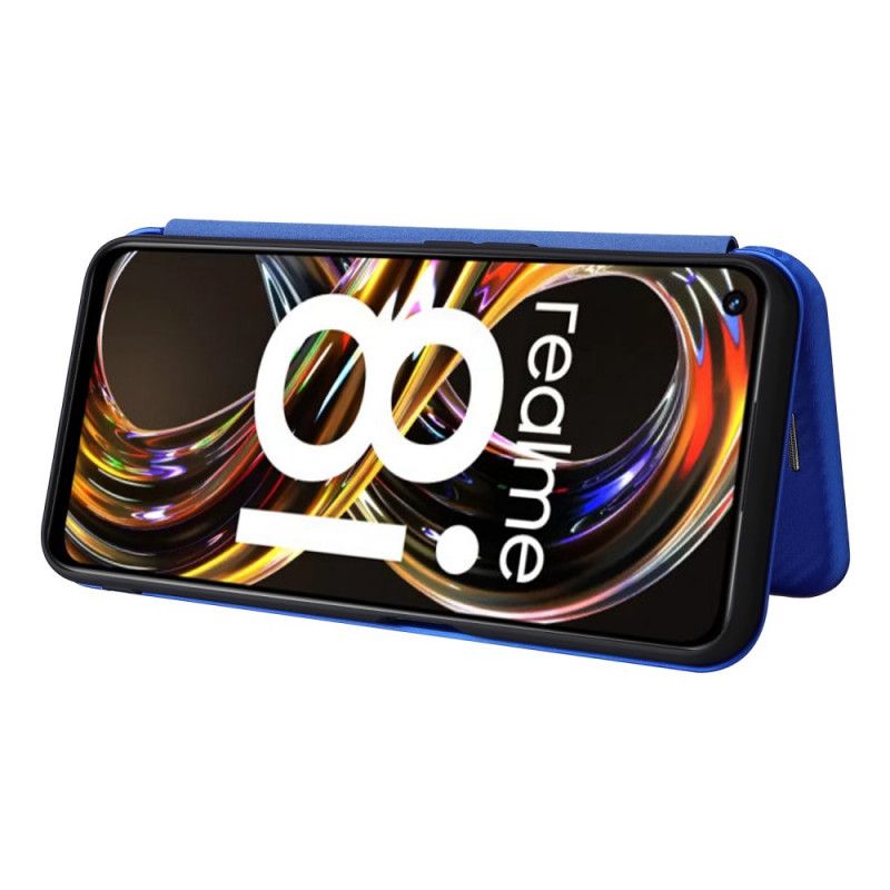 Læder Cover Realme 8i Telefon Etui Kulfiber