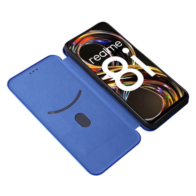Læder Cover Realme 8i Telefon Etui Kulfiber