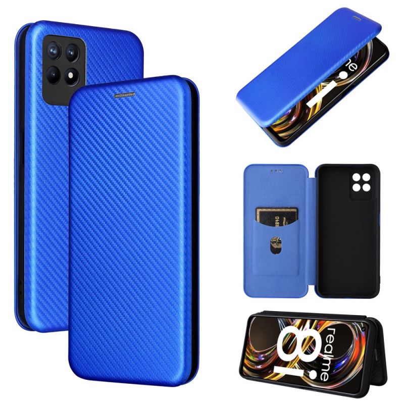 Læder Cover Realme 8i Telefon Etui Kulfiber