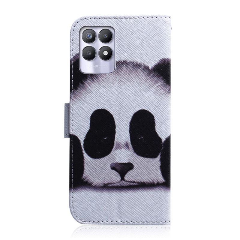 Læder Cover Realme 8i Telefon Etui Panda Face