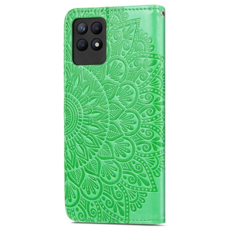 Læder Cover Realme 8i Telefon Etui Stammeblade