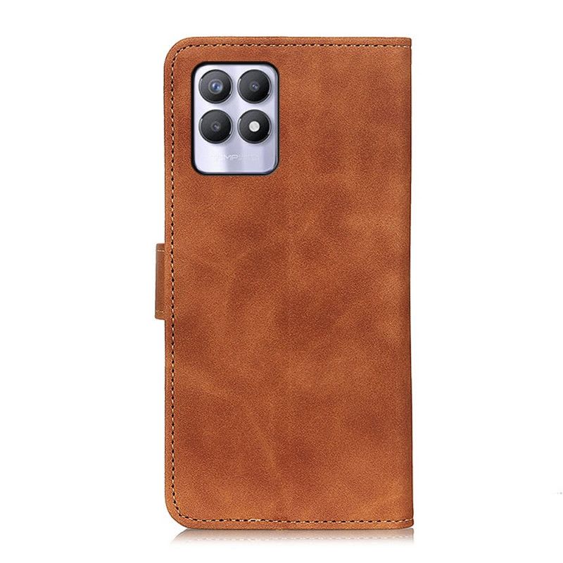 Læder Cover Realme 8i Vintage Khazneh Lædereffekt