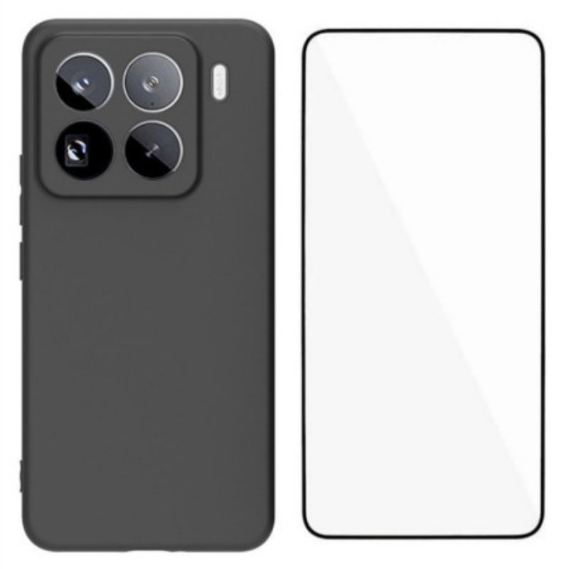 Cover Xiaomi 15 Pro Mat Silikone Med Hærdet Glasskærmbeskytter