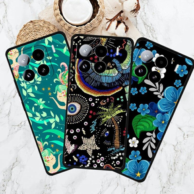 Cover Xiaomi 15 Pro Telefon Etui Rød Blomsterprint