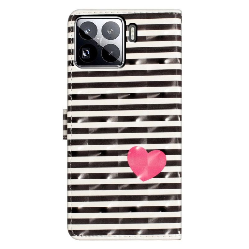 Flip Cover Til Xiaomi 15 Pro 3d-striber Og Hjerter