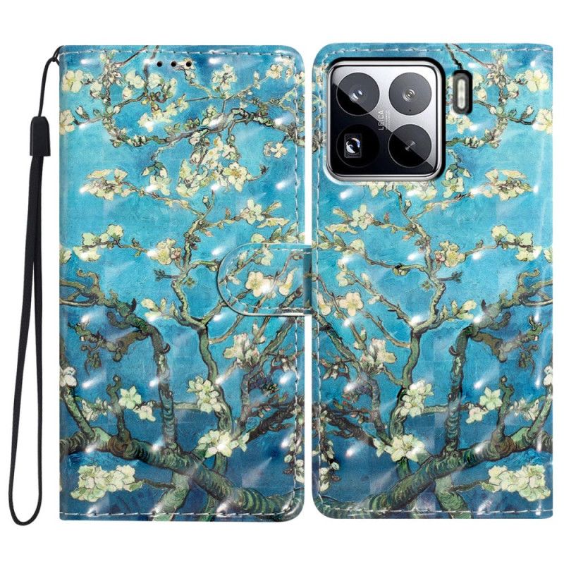 Flip Cover Xiaomi 15 Pro 3d-blomstrende Grene