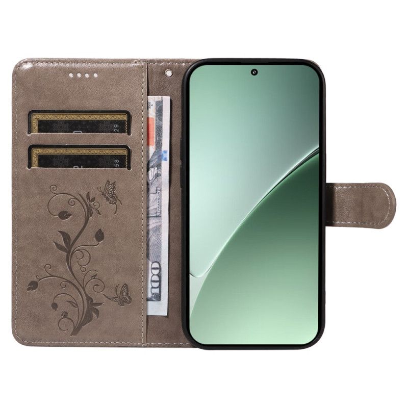 Flip Cover Xiaomi 15 Pro Blomster- Og Sommerfuglemønster