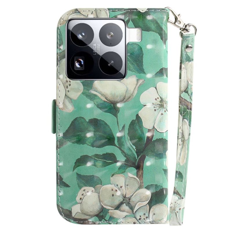 Flip Cover Xiaomi 15 Pro Hvide Blomsterrem