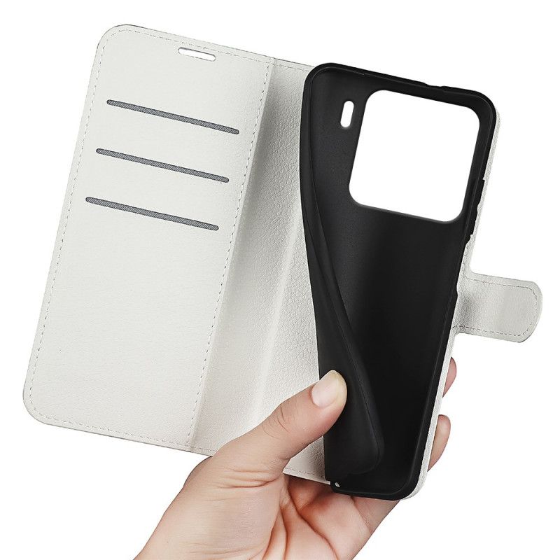 Flip Cover Xiaomi 15 Pro Klassisk Litchi-kunstlæder