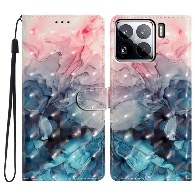 Flip Cover Xiaomi 15 Pro Lyserød Og Blå Marmor 3d