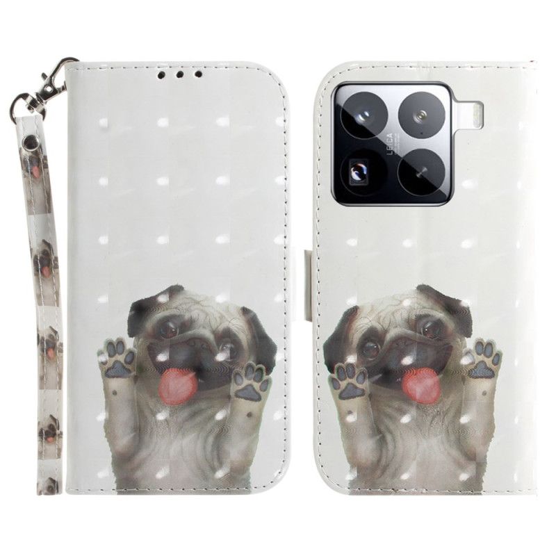 Flip Cover Xiaomi 15 Pro Mops-mønster-rem