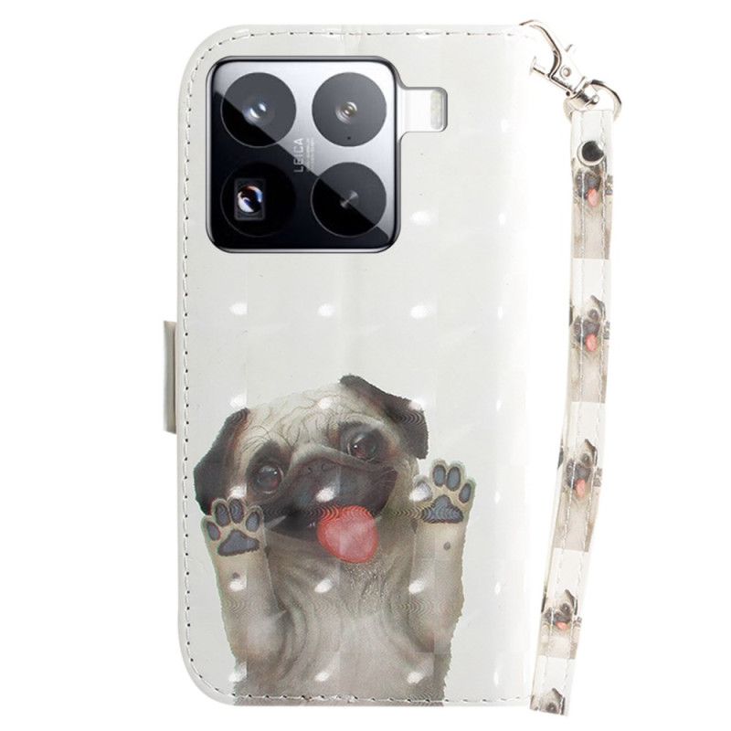 Flip Cover Xiaomi 15 Pro Mops-mønster-rem