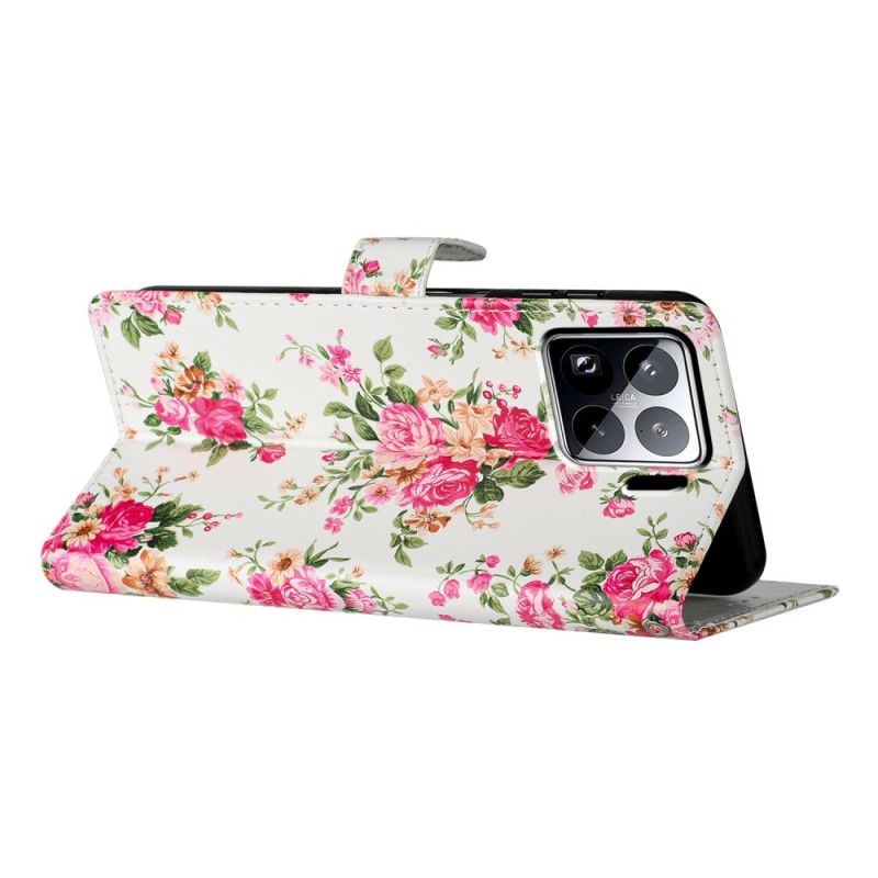 Flip Cover Xiaomi 15 Pro Røde Blomster