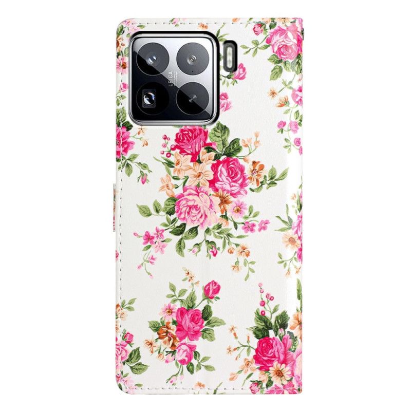 Flip Cover Xiaomi 15 Pro Røde Blomster