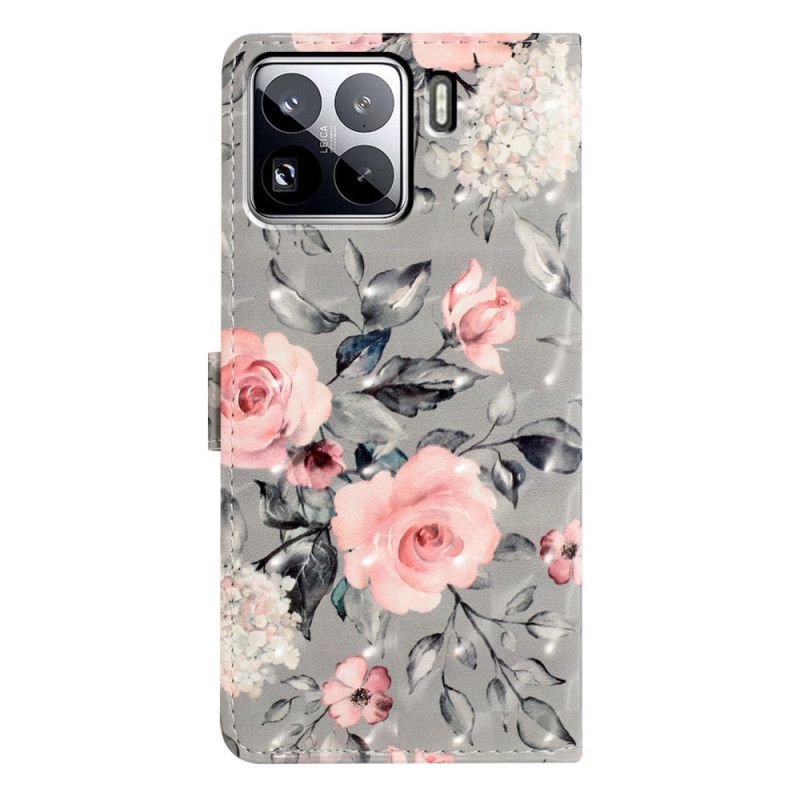 Læder Cover Xiaomi 15 Pro Telefon Etui 3d-blomstermønster