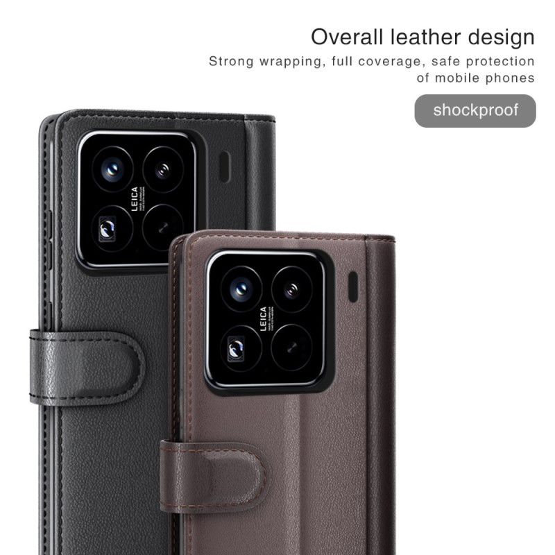 Læder Cover Xiaomi 15 Pro Telefon Etui Ægte Læder