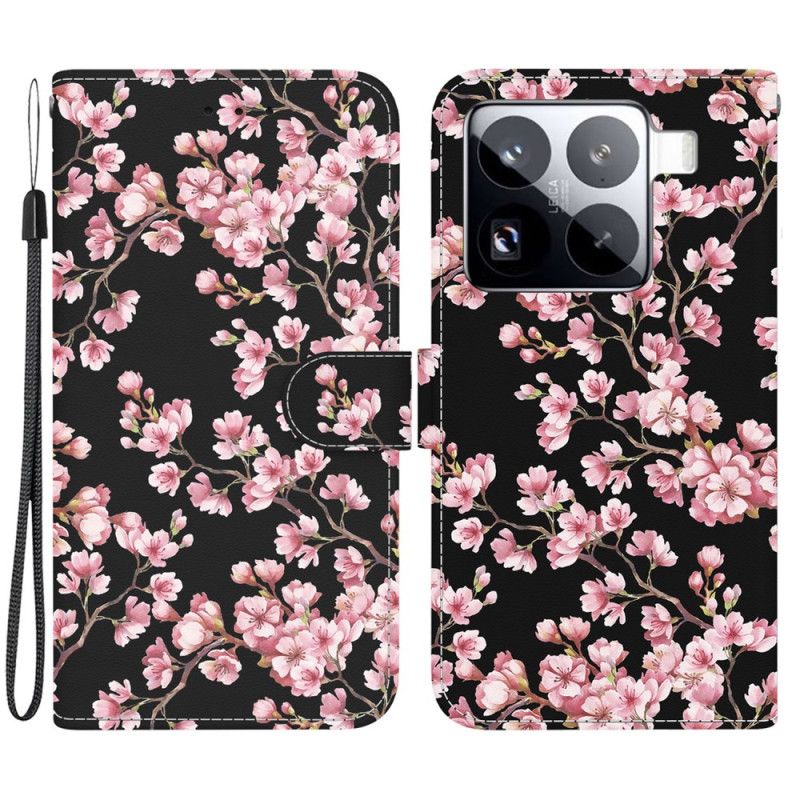 Læder Cover Xiaomi 15 Pro Telefon Etui Blommeblomster