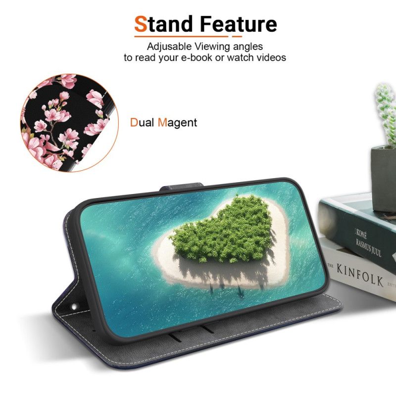 Læder Cover Xiaomi 15 Pro Telefon Etui Blommeblomster