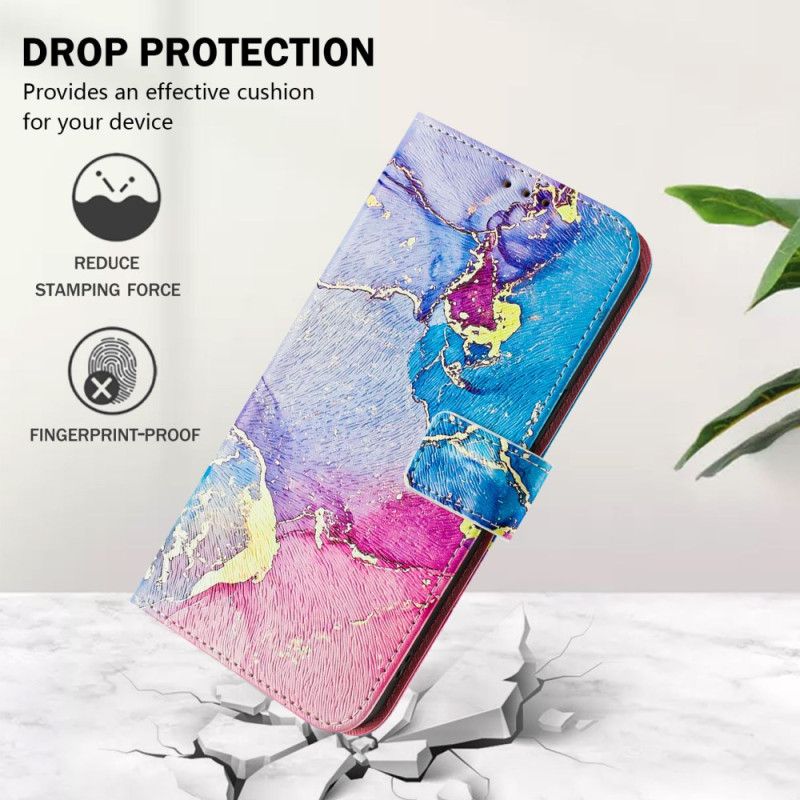 Læder Cover Xiaomi 15 Pro Telefon Etui Farverig Marmor