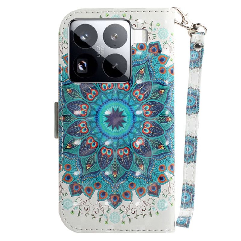 Læder Cover Xiaomi 15 Pro Telefon Etui Grøn Mandala-rem