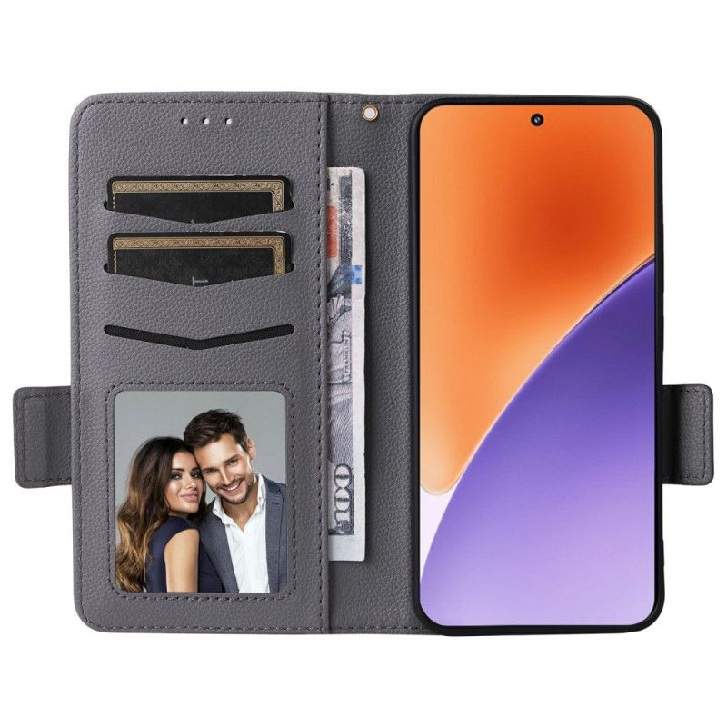 Læder Cover Xiaomi 15 Pro Telefon Etui Litchi Kunstlæder Med Rem