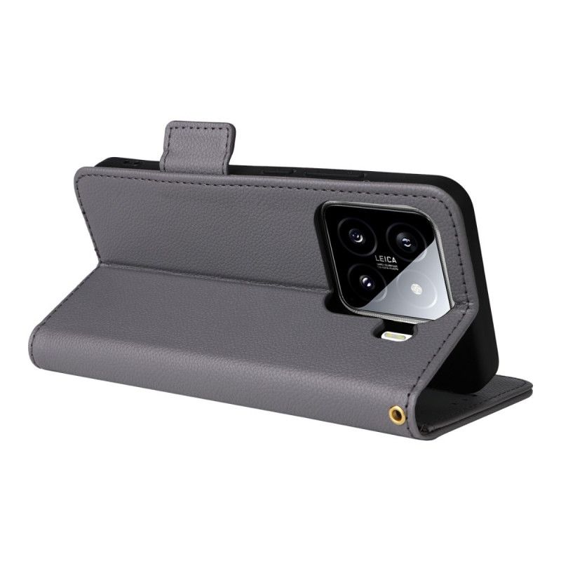 Læder Cover Xiaomi 15 Pro Telefon Etui Litchi Kunstlæder Med Rem