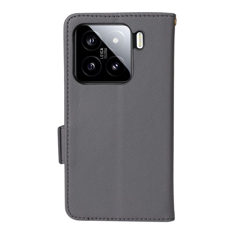 Læder Cover Xiaomi 15 Pro Telefon Etui Litchi Kunstlæder Med Rem