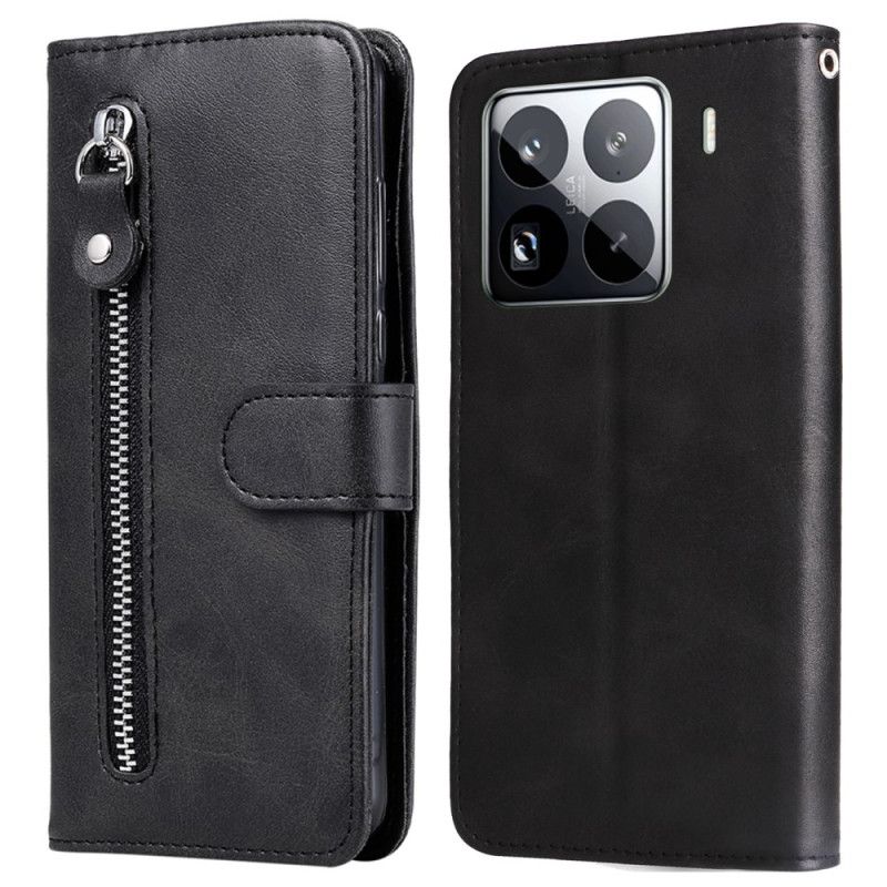 Læder Cover Xiaomi 15 Pro Telefon Etui Pung Med Lynlås
