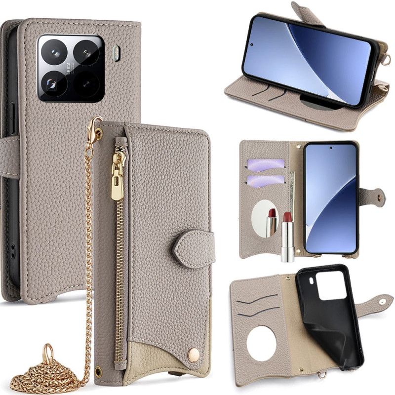 Læder Cover Xiaomi 15 Pro Telefon Etui Pung Og Kæde
