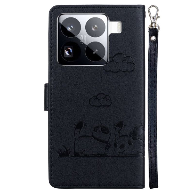 Læder Cover Xiaomi 15 Pro Telefon Etui Rfid-blokerende Kattemotiv