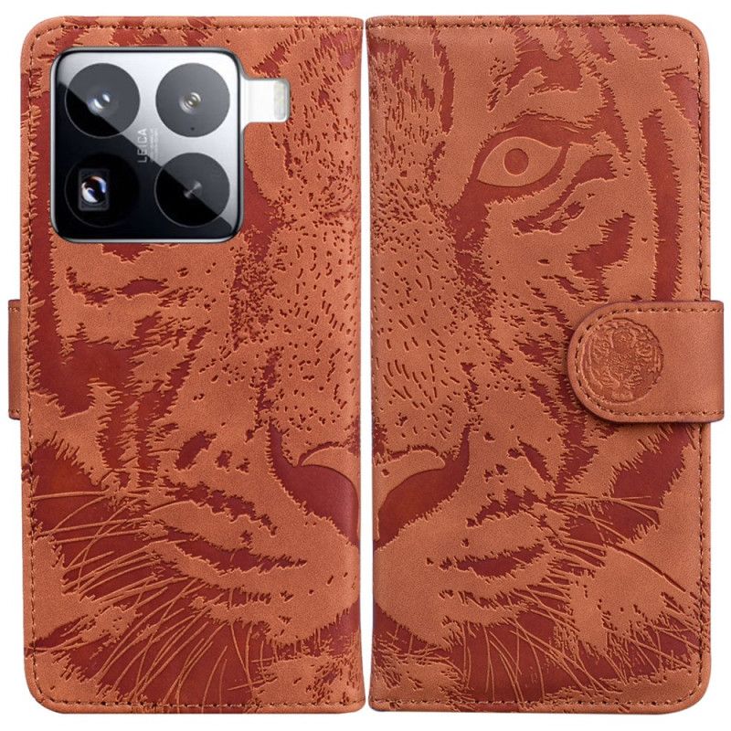 Læder Cover Xiaomi 15 Pro Telefon Etui Tigerpoteaftryk