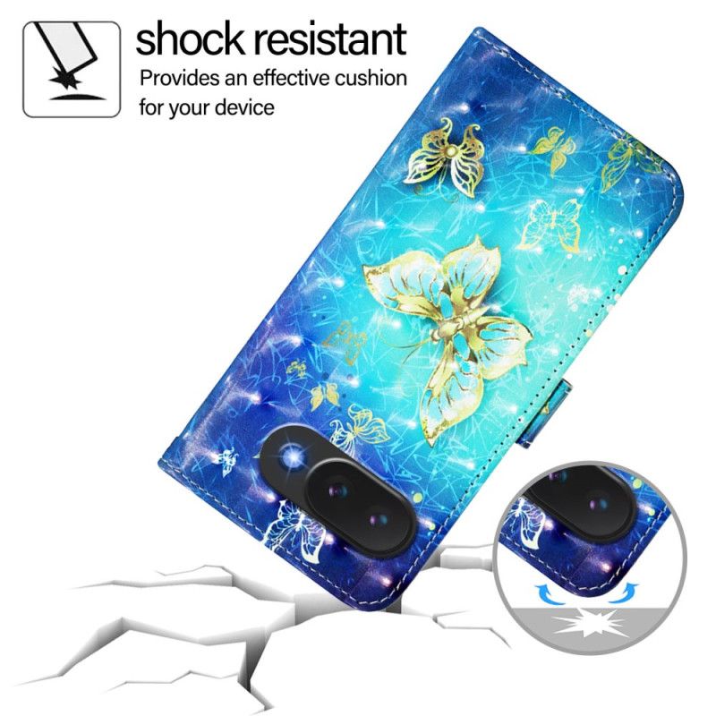 Flip Cover Google Pixel 10a Gyldne Sommerfugle