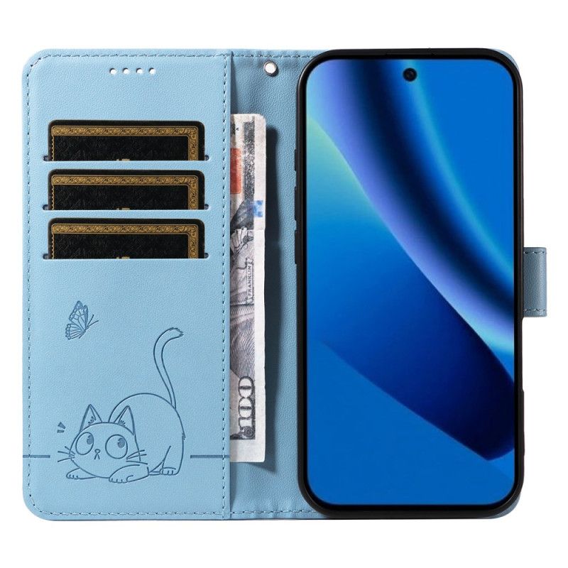 Flip Cover Google Pixel 10a Kattemønster Og Rem